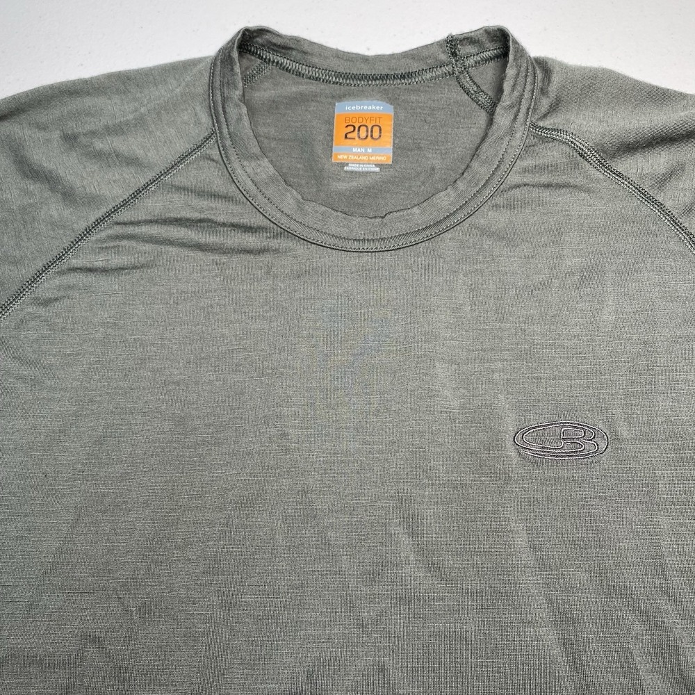 Icebreaker Bodyfit 200 M Mens L/S Merino Base Layer Green FLAW